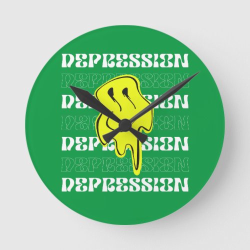 MELT_ Depression Mental health Green Round Clock