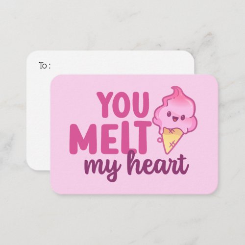 Melt My Heart Funny Pun Cute Pink Valentines Day Note Card