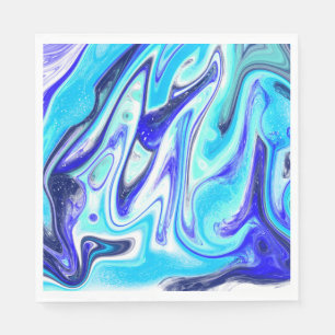Melted Blue Marble Fluid Art Napkins