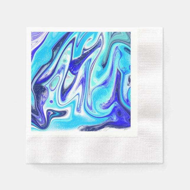 Melted Blue | Marble Fluid Art Napkins (Front)