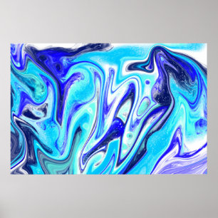 Melted Blue   Marble Fluid Art Poster