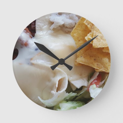 Melted Cheese Nacho Funny Food Round Clock