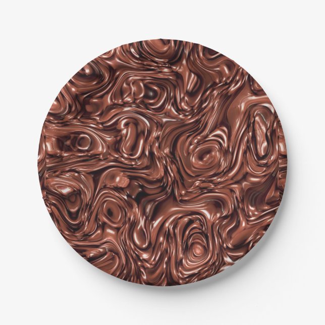 Melted Chocolate Background Paper Plates (Front)