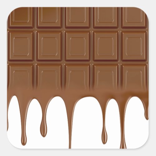 Melted chocolate bar square sticker