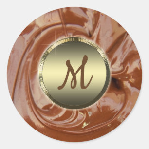 Melted chocolate cocoa fudge swirl dessert classic round sticker