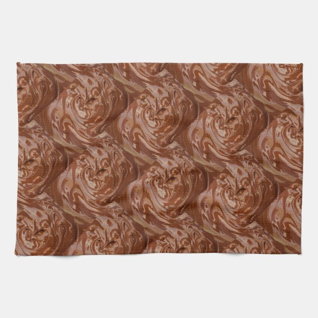 Melted chocolate cocoa fudge swirl dessert kitchen towel (Horizontal)