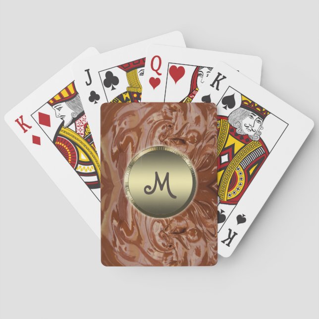 Melted chocolate cocoa fudge swirl dessert poker cards (Back)