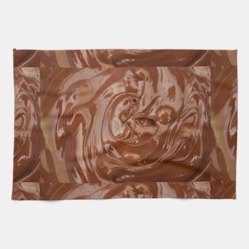 Melted chocolate cocoa pan of fudge dessert bars kitchen towel