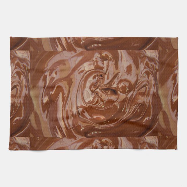 Melted chocolate cocoa pan of fudge dessert bars kitchen towel (Horizontal)