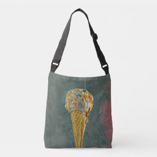 Melted chocolate ice cream cone crossbody bag