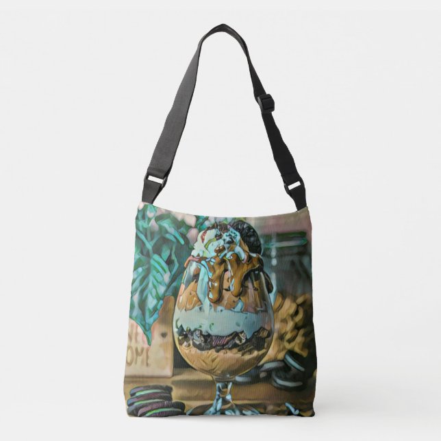 Melted chocolate ice cream shop scoop crossbody bag (Front)