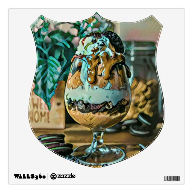 Melted chocolate ice cream shop scoop wall decal (Front)