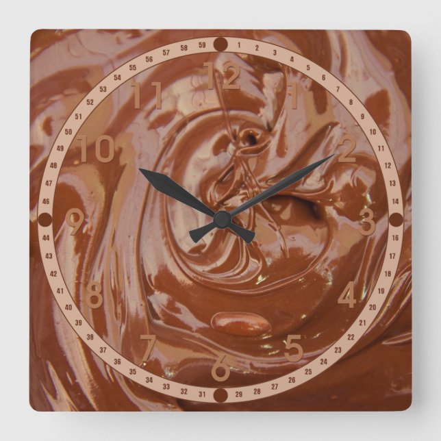 Melted Chocolate Square Wall Clock (Front)