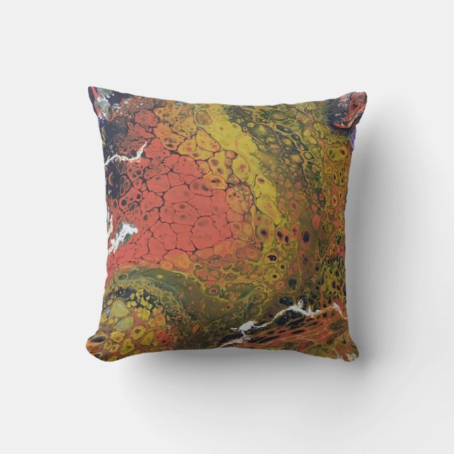 Melted Crayon Series - Acrylic Pour painting as Throw Pillow (Front)