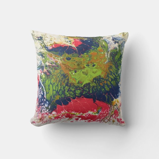 Melted Crayon Series - acrylic pour painting. Throw Pillow (Front)