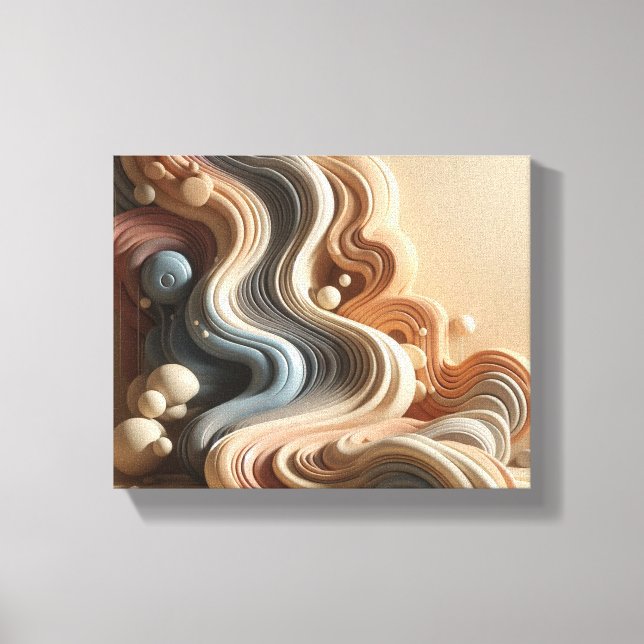 Melted Geometric Surreal Art in Earth Tones Canvas Print (Front)