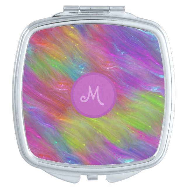 Melted Glassy Rainbow Compact Mirror (Front)