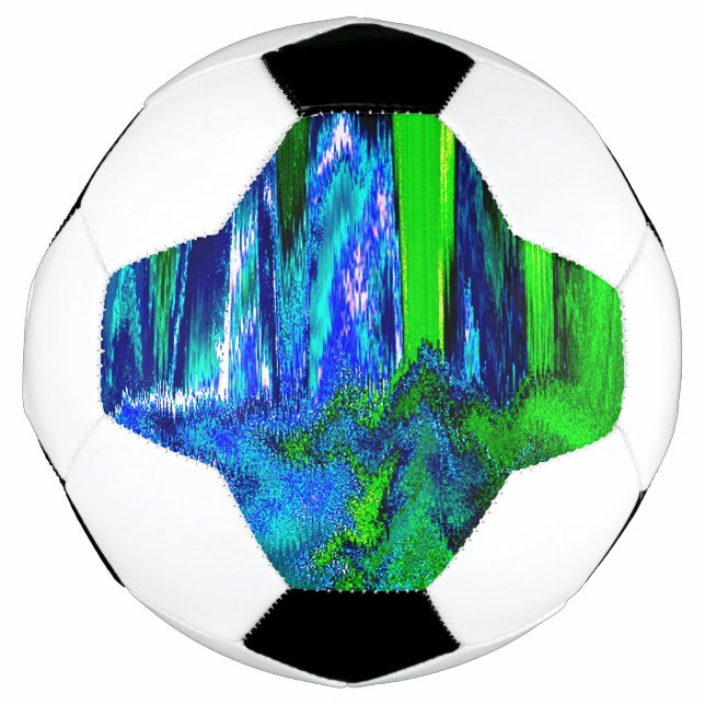 Melted Glitch (Blue & Green) Soccer Ball (Front)