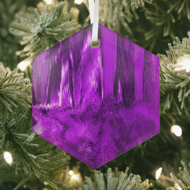 Melted Glitch Purple Glass Ornament (Insitu)