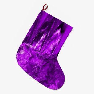 Melted Glitch Purple Large Christmas Stocking