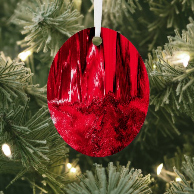 Melted Glitch Red Metal Ornament (Insitu)