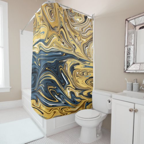 Melted Gold Abstract Painting  Best contemporary Shower Curtain