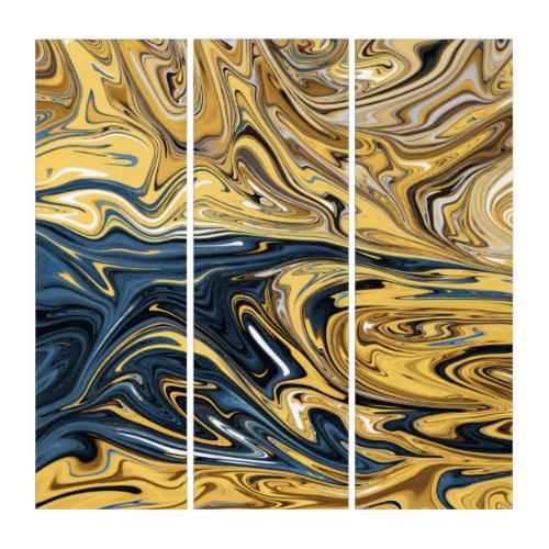 Melted Gold Abstract Painting  Best contemporary Triptych