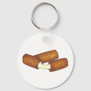 Melted Mozzarella Cheese Sticks Junk Food Foodie Keychain