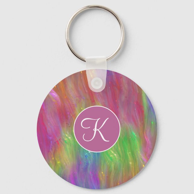 Melted Rainbow Glass Keychain (Front)