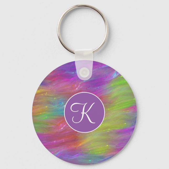 Melted Rainbow Glass Keychain (Front)