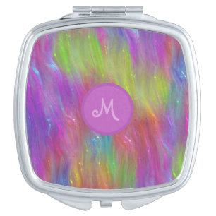 Melted Rainbow Glass Monogram Compact Mirror