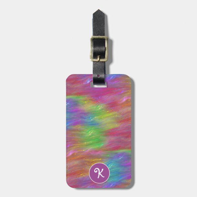 Melted Rainbow Glass Personalized Luggage Tag (Front Vertical)