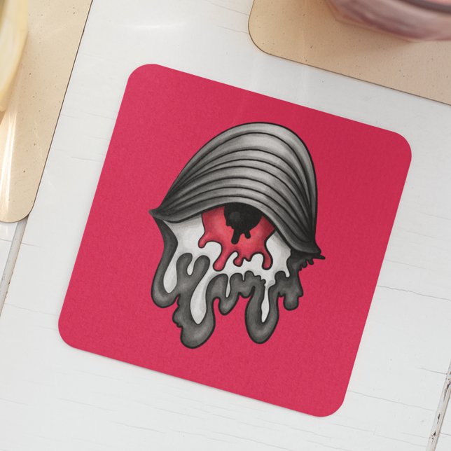 Melted Red Eye: Surreal Horror Beverage Coaster (Creator Uploaded)