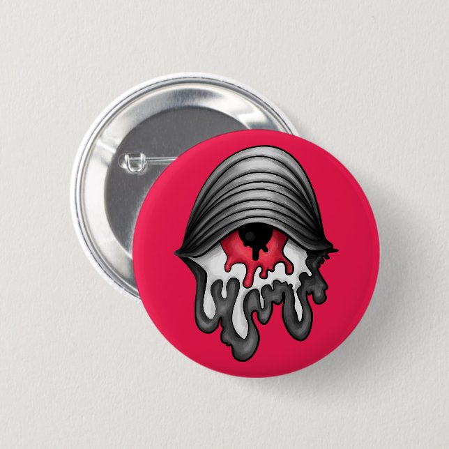 Melted Red Eye: Surreal Horror Button (Front & Back)