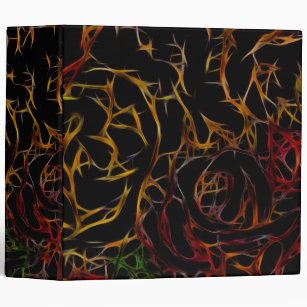 Melted Red Orange Green Black Abstract Light Fire 3 Ring Binder