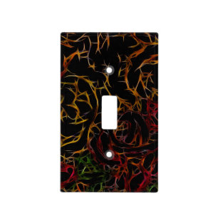 Melted Red Orange Green Black Abstract Light Fire Switch Cover