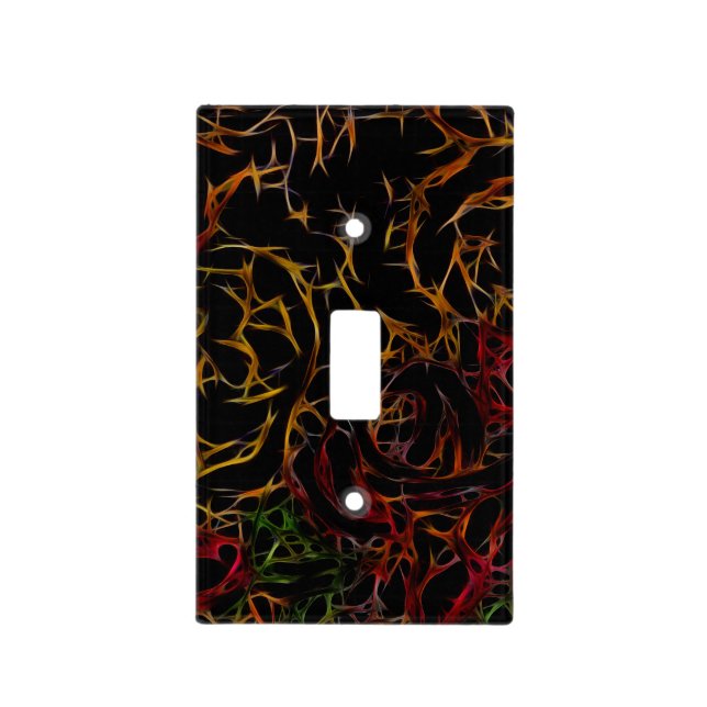 Melted Red Orange Green Black Abstract Light Fire Switch Cover (Front)