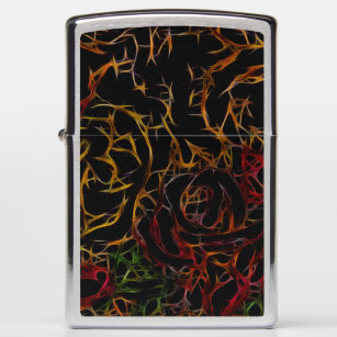 Melted Red Orange Green Black Abstract Light Fire Zippo Lighter