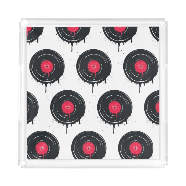 Melted vinyl records, artistic pattern. acrylic tray (Front)