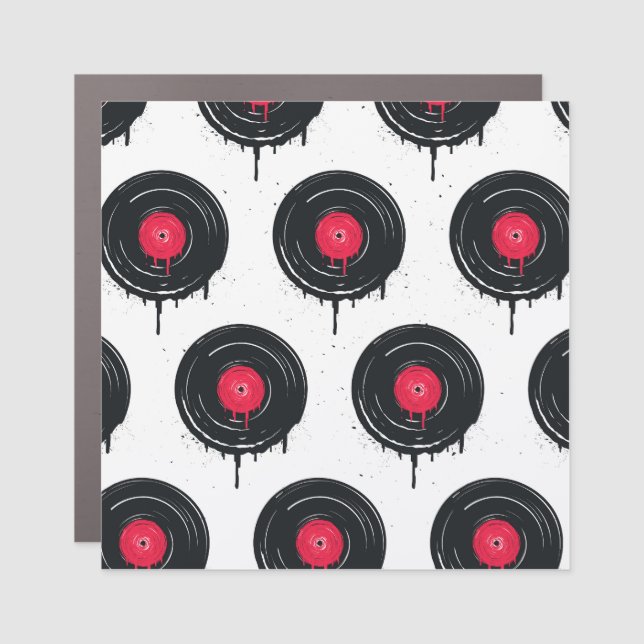 Melted vinyl records, artistic pattern. car magnet (Front)