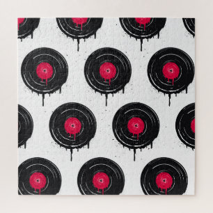 Melted vinyl records, artistic pattern. jigsaw puzzle