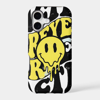 Melting Acid Smiley Face Psychedelic Liquid Typogr iPhone 17 Case
