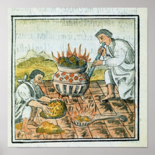 Melting and casting gold in the Aztec empire Poster