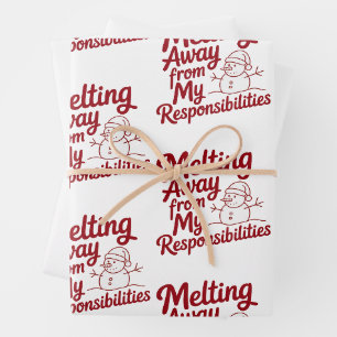 Melting Away From My Responsibilities Snarky Xmas Wrapping Paper Sheets