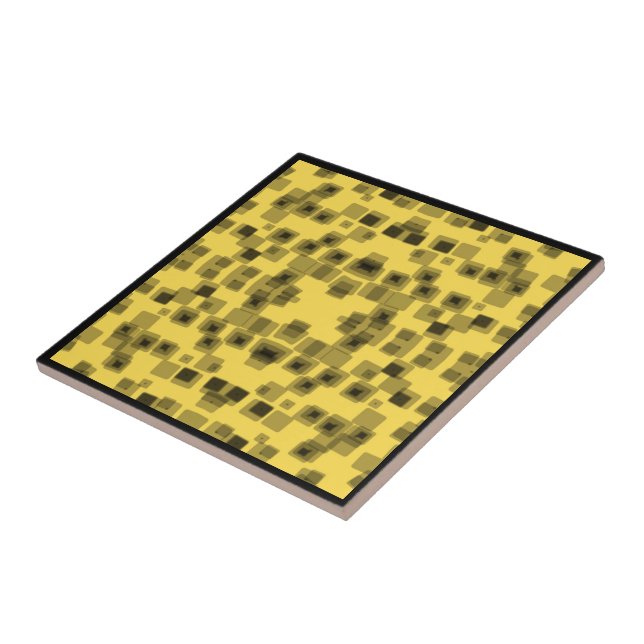 Melting Black Ice Cubes On Golden Butter Ceramic Tile (Side)