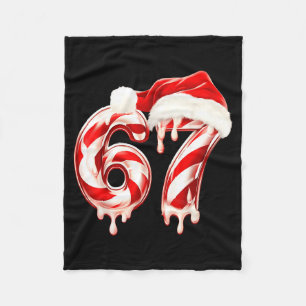 Melting Candy Cane 67 Christmas Design, Santa Hat  Fleece Blanket