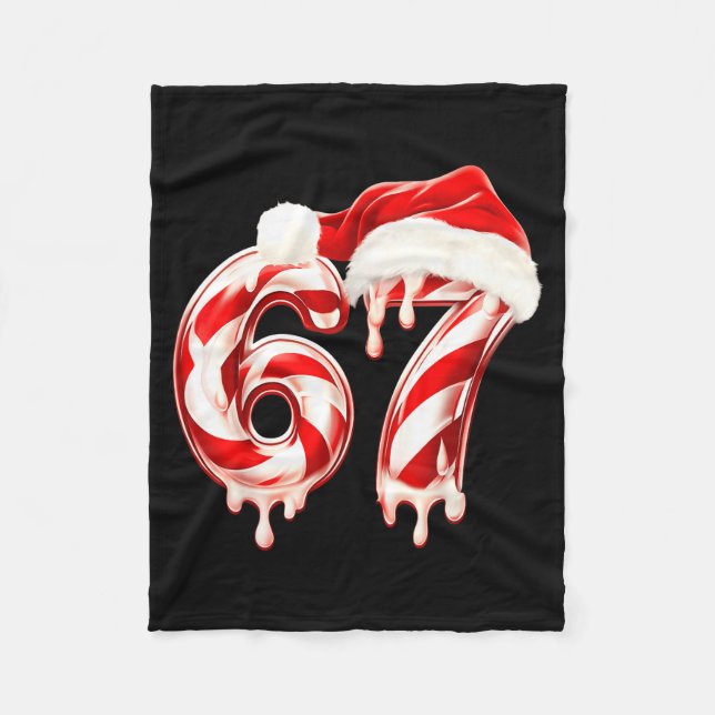 Melting Candy Cane 67 Christmas Design, Santa Hat  Fleece Blanket (Front)