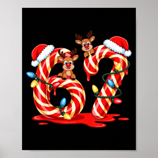 Melting Candy Cane 67 Christmas Design Santa Hat H Poster (Front)