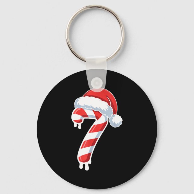Melting Candy Cane 6 7 Ice Drip Meme 6 7 Costume C Keychain (Front)