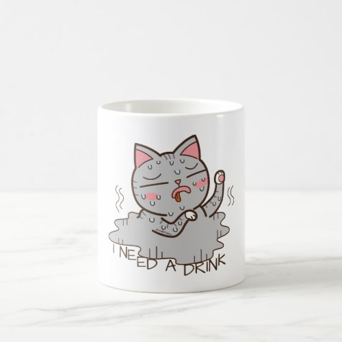 Melting cat grey coffee mug